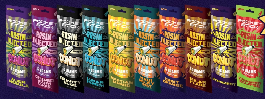 ROCKET STICKS Injected DONUT Pre-Rolls packaging